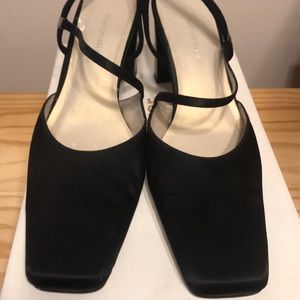 Black fabric dress shoes